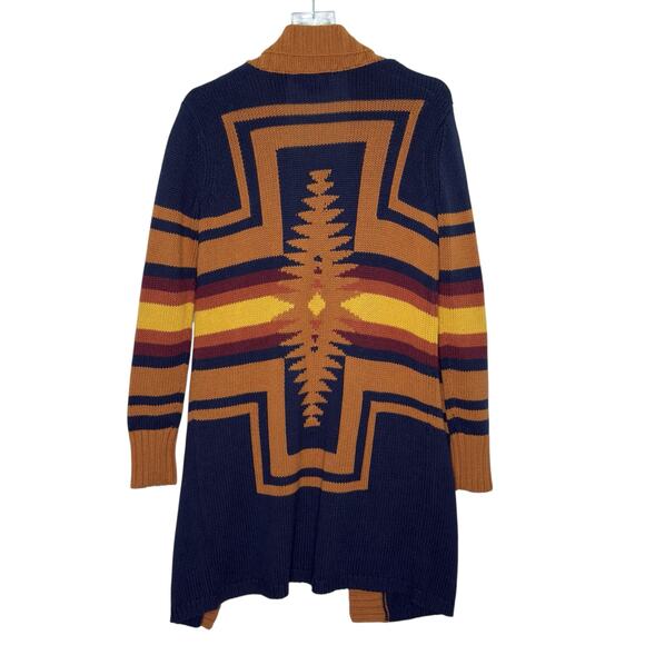 Pendleton XS Womens Harding Long Open Cardigan Intarsia Knit Aztec Southwestern - Picture 1 of 10